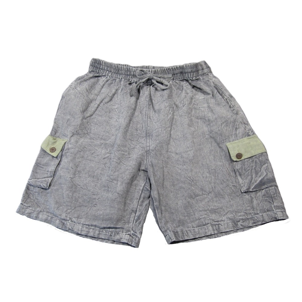 Earthbound‎ Cargo Shorts L Grey Acid Wash Skater Indie Grunge Boho Festival 90s